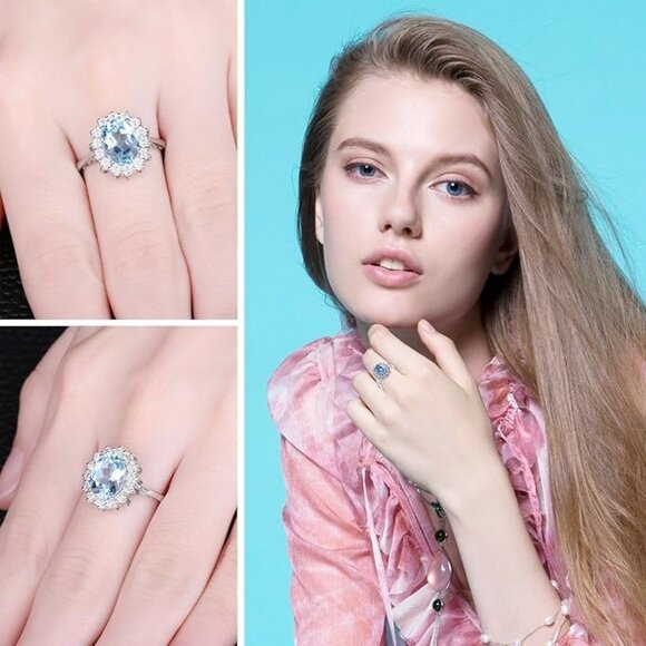 🩵 2.3ct Sky Blue Topaz Ring - 925 Sterling Silver 💍 - Picture 3 of 6